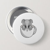 Elephant met Cup Ronde Button 7,6 Cm (Voorkant /achterkant)