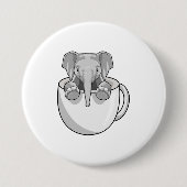 Elephant met Cup Ronde Button 7,6 Cm (Voorkant)