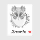 Elephant met Cup Sticker (Vel)