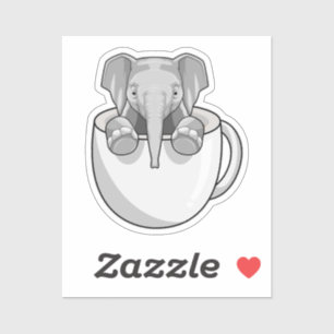 Elephant met Cup Sticker