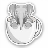 Elephant met Cup Sticker (Voorkant)