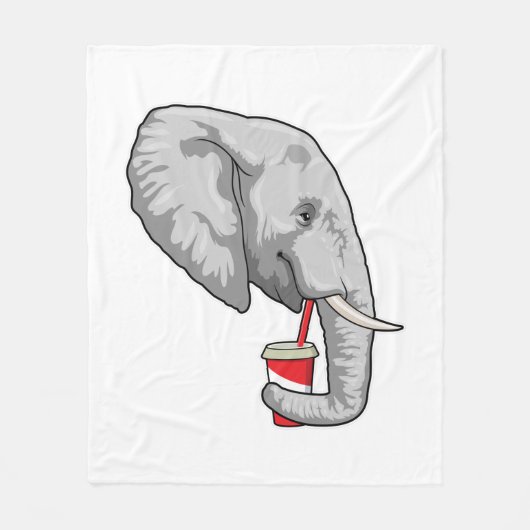 Elephant met Drink Fleece Deken (Voorkant)