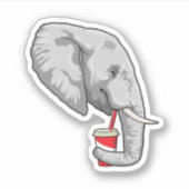 Elephant met Drink Sticker (Voorkant)