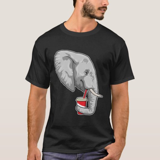 Elephant met Drink T-shirt (Voorkant)