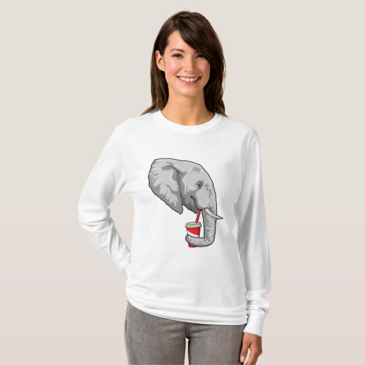Elephant met Drink T-shirt (Voorkant volledig)