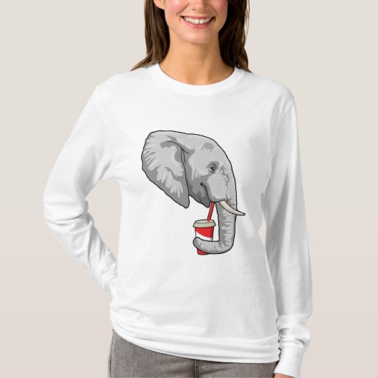 Elephant met Drink T-shirt (Voorkant)