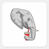 Elephant met Drink Vierkante Sticker (Voorkant)