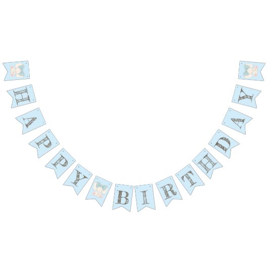 Elephant met een Bow. Happy Birthday Vlaggetjes (Alle)