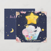Elephant met een glazen Baby shower-uitnodiging Kaart (Voorkant / Achterkant)