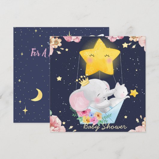 Elephant met een glazen Baby shower-uitnodiging Kaart (Voorkant / Achterkant)