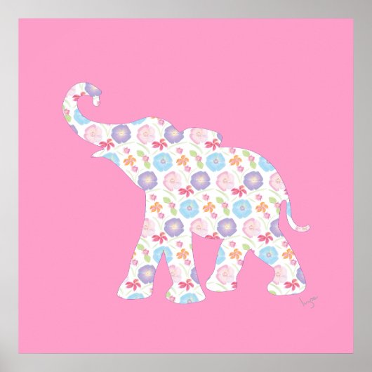 Elephant met een waterverf patroon dat leuk is poster (Voorkant)