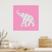 Elephant met een waterverf patroon dat leuk is poster (Keuken)