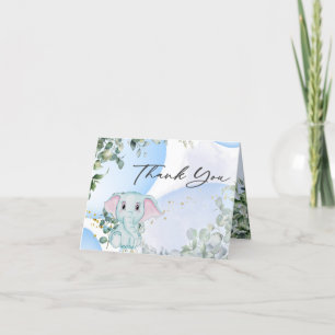 Elephant met Eucalyptus Bubble-Baby shower Bedankkaart