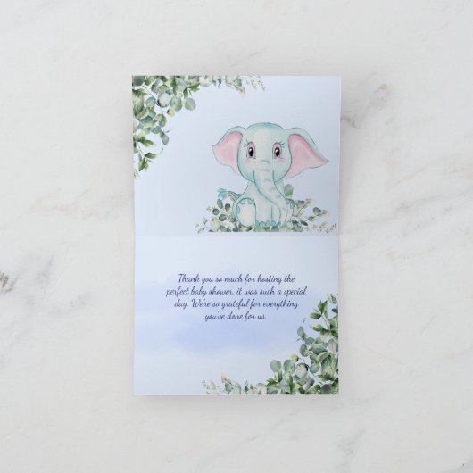 Elephant met Eucalyptus Bubble-Baby shower Bedankkaart (Binnen)