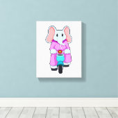 Elephant met fiets canvas afdruk (Insitu (Houten vloer))