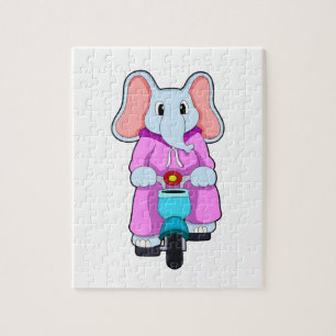 Elephant met fiets legpuzzel
