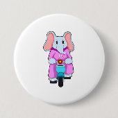 Elephant met fiets ronde button 7,6 cm (Voorkant)