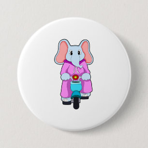 Elephant met fiets ronde button 7,6 cm