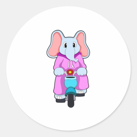 Elephant met fiets ronde sticker (Voorkant)