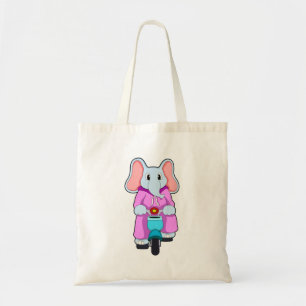 Elephant met fiets tote bag