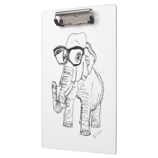 Elephant met Glasses Clipboard Klembord (Links)