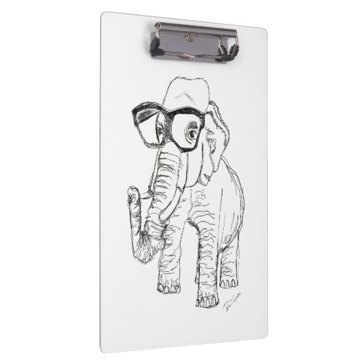 Elephant met Glasses Clipboard Klembord (Rechts)
