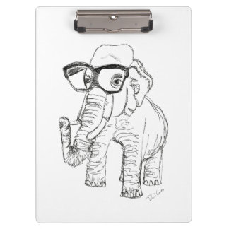 Elephant met Glasses Clipboard Klembord