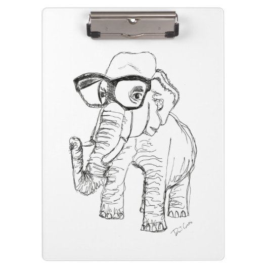 Elephant met Glasses Clipboard Klembord (Voorkant)