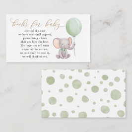 Elephant met groene ballonboeken voor Baby Informatiekaartje