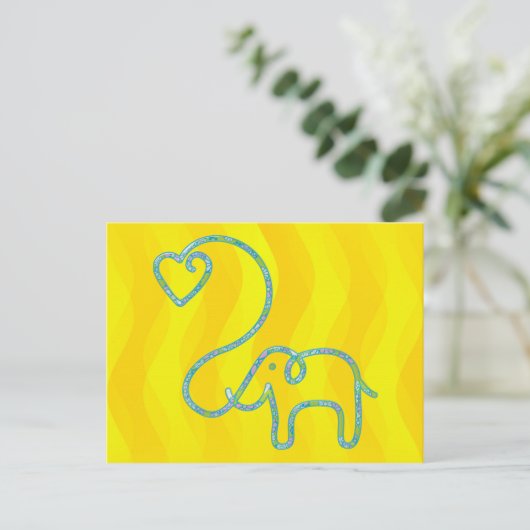 ELEPHANT met hart Briefkaart (Staand voorkant)