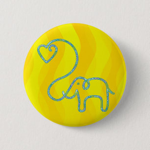 ELEPHANT met hart Ronde Button 5,7 Cm