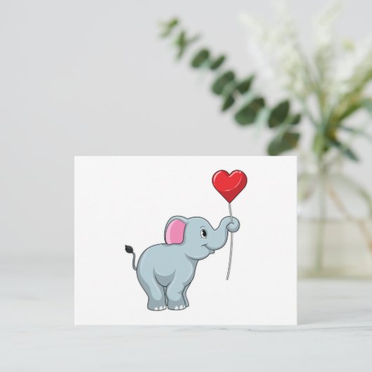 Elephant met hartballon briefkaart (Staand voorkant)