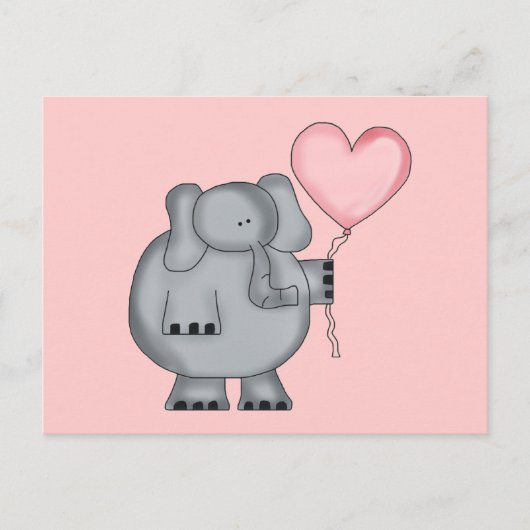 Elephant met hartballon briefkaart (Voorkant)