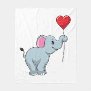 Elephant met hartballon fleece deken
