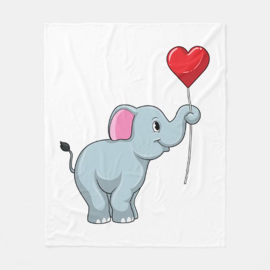 Elephant met hartballon fleece deken (Voorkant)