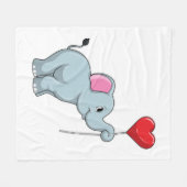 Elephant met hartballon fleece deken (Voorkant (Horizontaal))