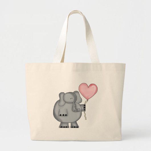 Elephant met hartballon grote tote bag (Voorkant)