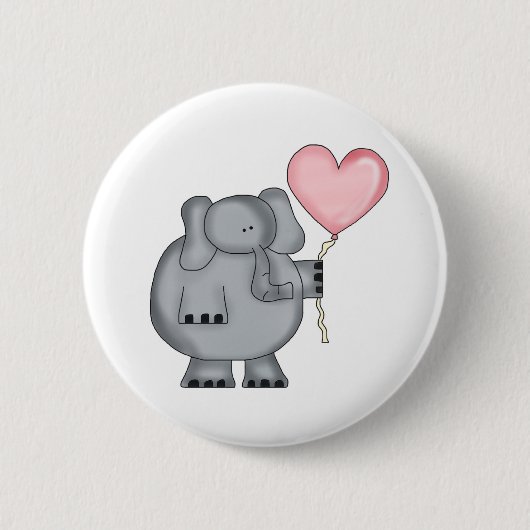 Elephant met hartballon ronde button 5,7 cm (Voorkant)