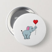 Elephant met hartballon ronde button 7,6 cm (Voorkant /achterkant)