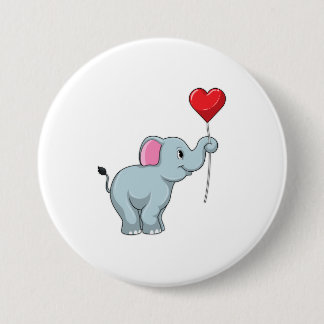 Elephant met hartballon ronde button 7,6 cm