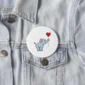 Elephant met hartballon ronde button 7,6 cm (In situ)