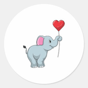 Elephant met hartballon ronde sticker