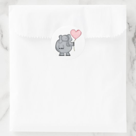Elephant met hartballon ronde sticker (Tas)