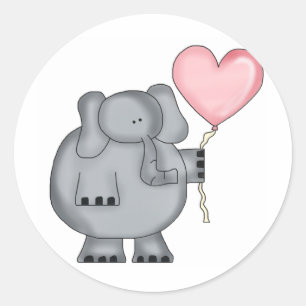 Elephant met hartballon ronde sticker