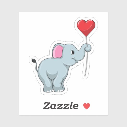 Elephant met hartballon sticker (Vel)