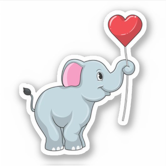 Elephant met hartballon sticker (Voorkant)