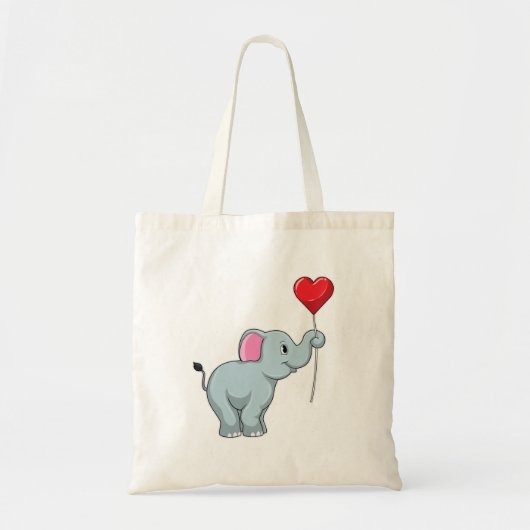 Elephant met hartballon tote bag (Voorkant)