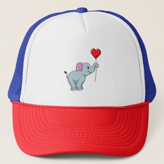 Elephant met hartballon trucker pet (Voorkant)