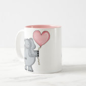 Elephant met hartballon tweekleurige koffiemok (Voorkant links)