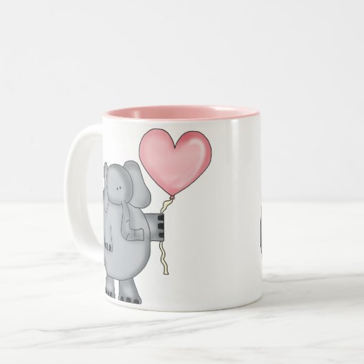 Elephant met hartballon tweekleurige koffiemok (Voorkant links)